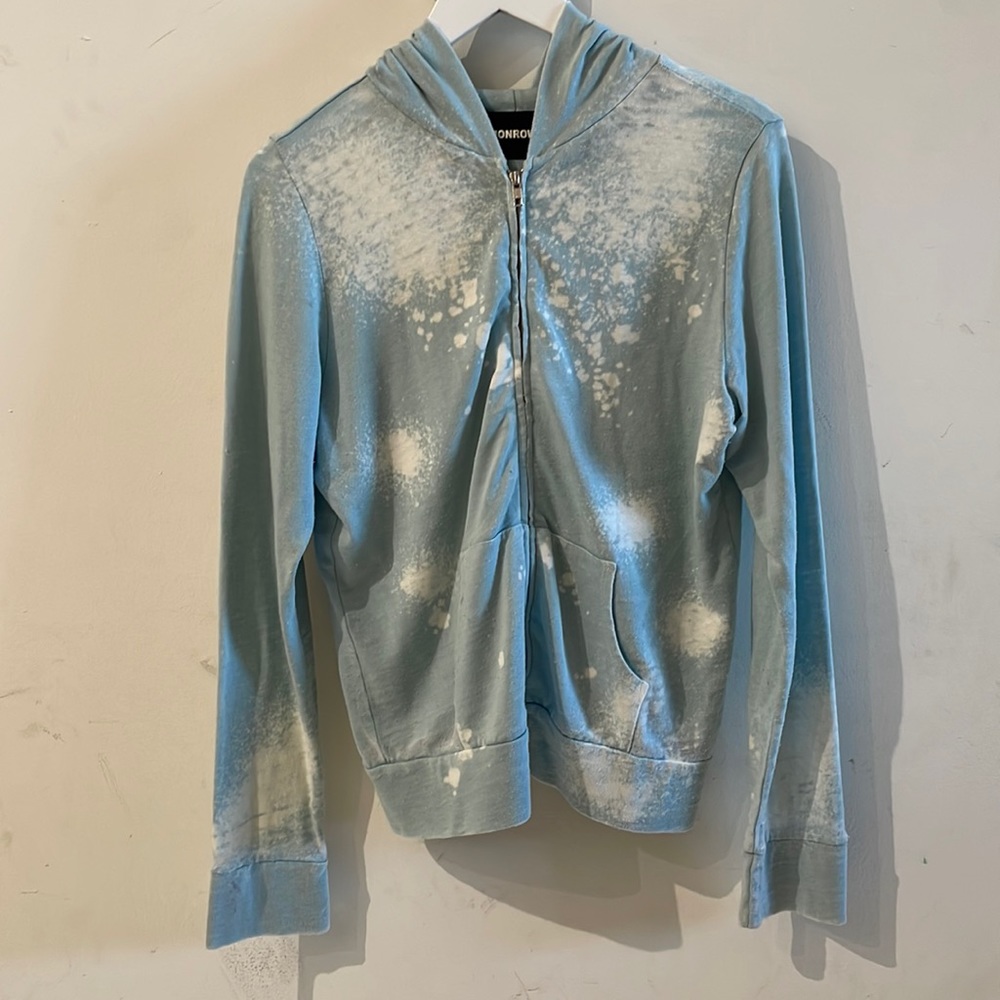 Blue and white Hooded Sweatshirt.